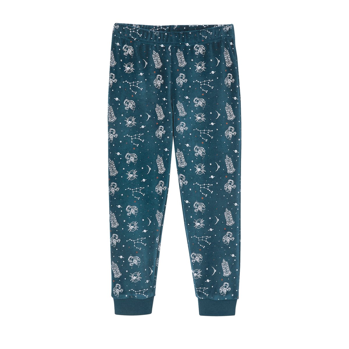 Pyjama velours fusée phosphorescente bleu canard, VERTBAUDET