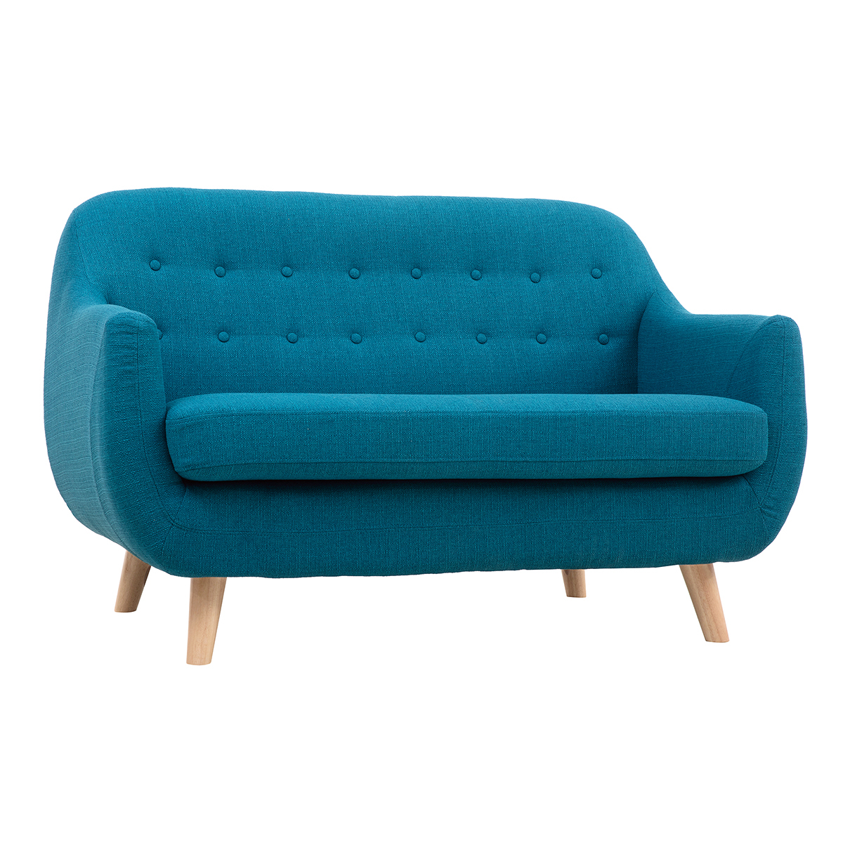 Canapé scandinave déhoussable 2 places YNOK bleu canard, MILIBOO