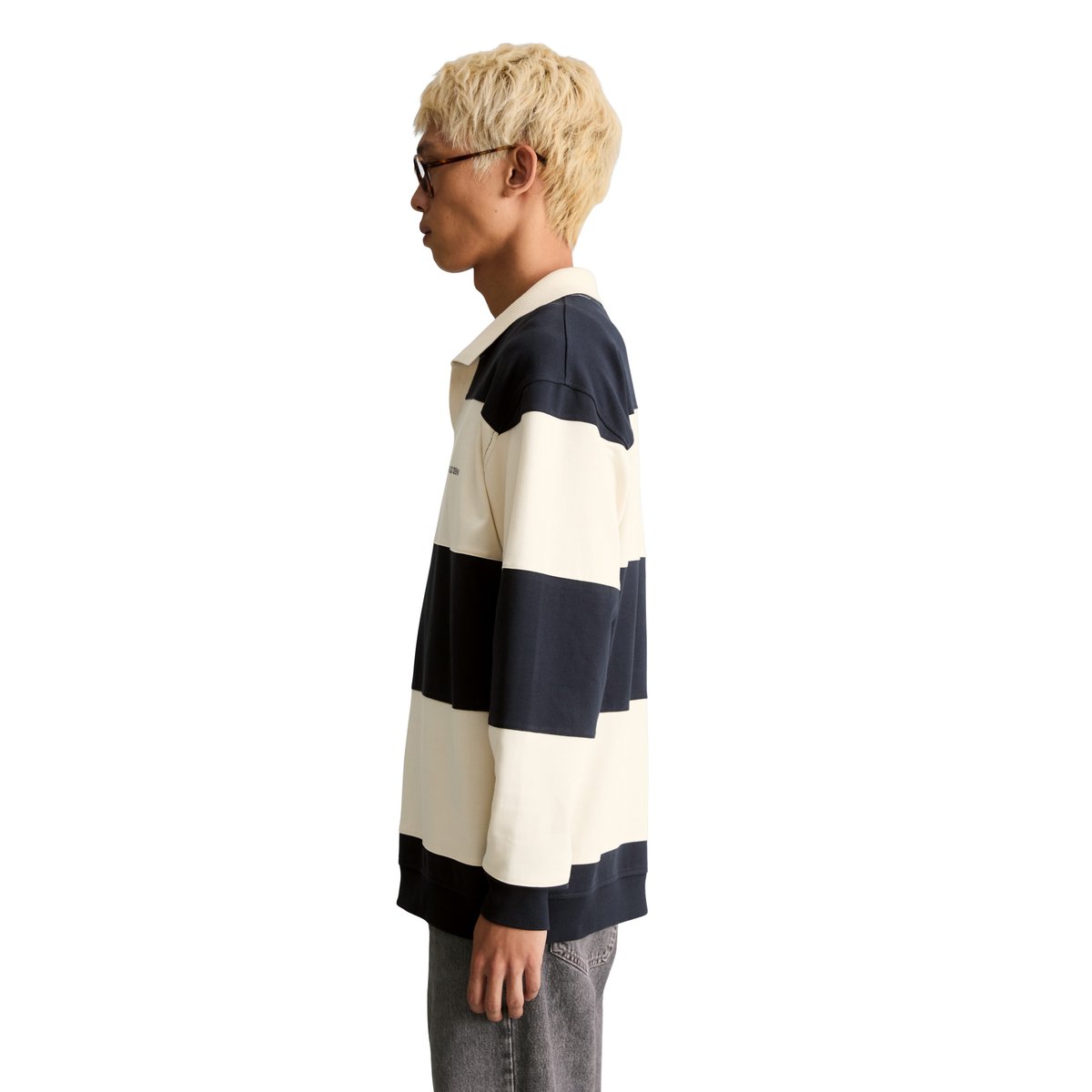 Sweat-shirt polo coupe décontractée avec des rayures Cut & Sew bleu, MARC O’POLO DENIM