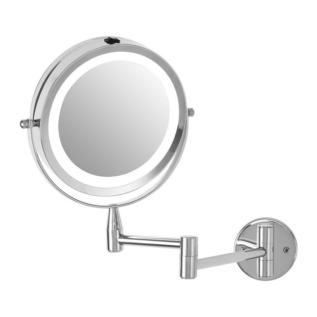 Extending LED Wall Mirror in Chrome silver-coloured, SO'HOME