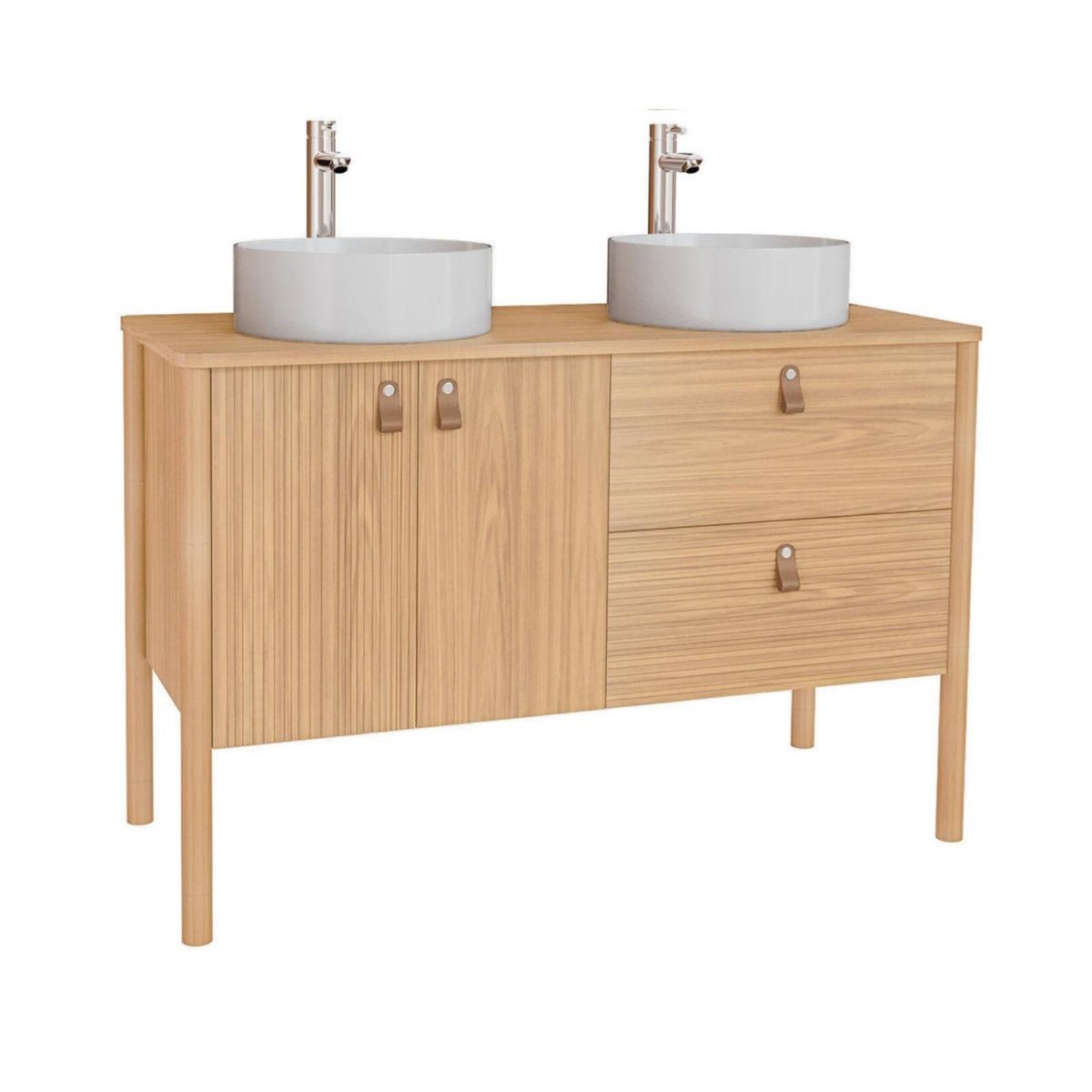 Meuble double vasque 120 cm avec vasques JOY chêne, MOB IN