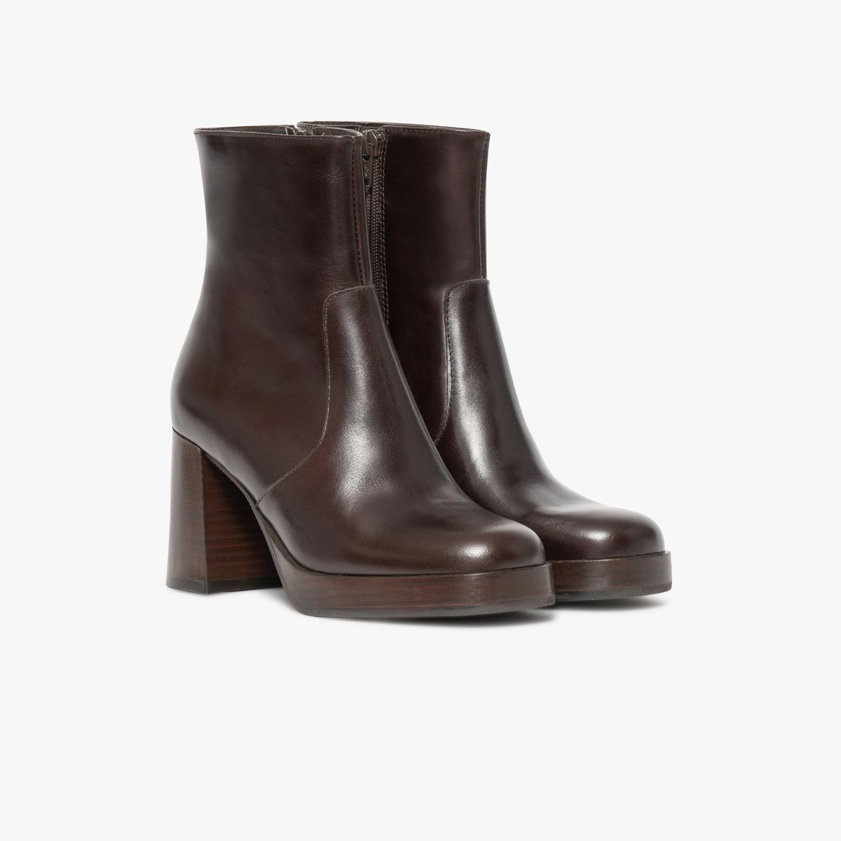 Boots À Talon en cuir EZRA marron chocolat, BOCAGE