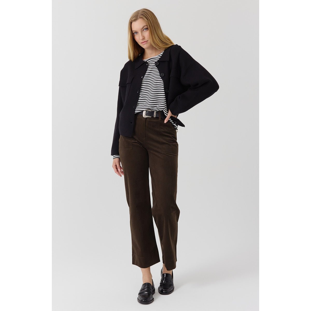 Cardigan à manches longues Chloee encolure ronde coupe droite black, ARTLOVE
