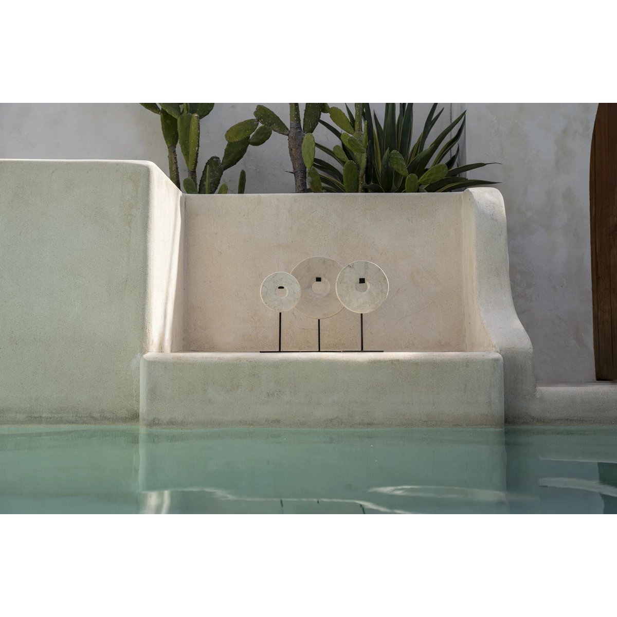 Statuette disque en marbre MARBLE blanc, BAZAR BIZAR