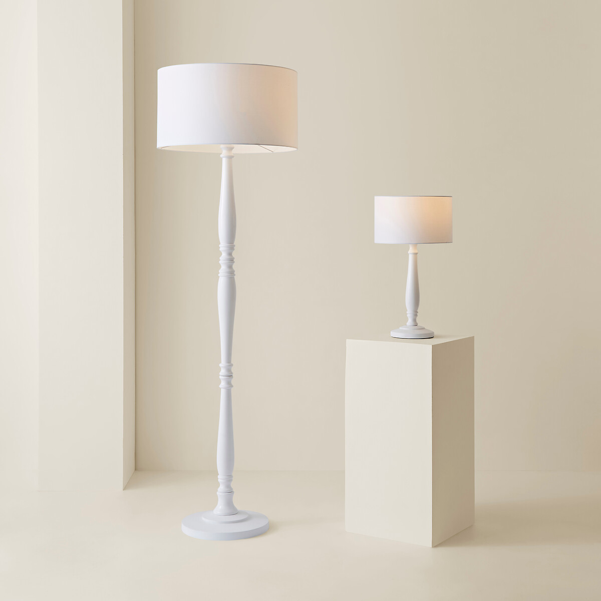Viola Candle Stick Floor Lamp with Fabric Shade white, SO'HOME