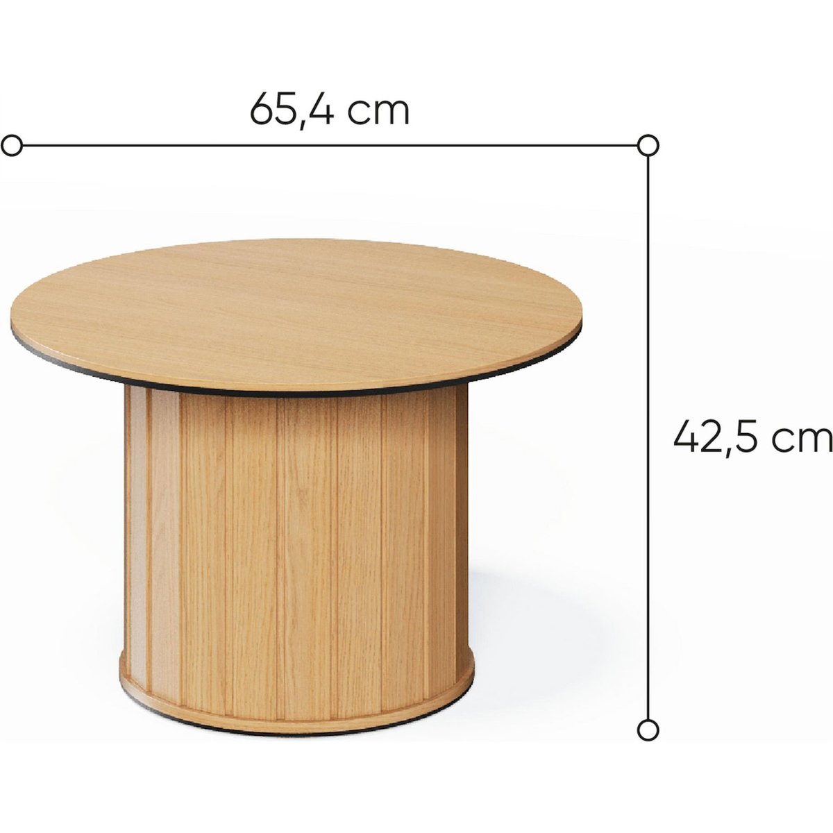 Table basse ronde bois pied cannelé ROTTO chêne vincenza, RECOLLECTION