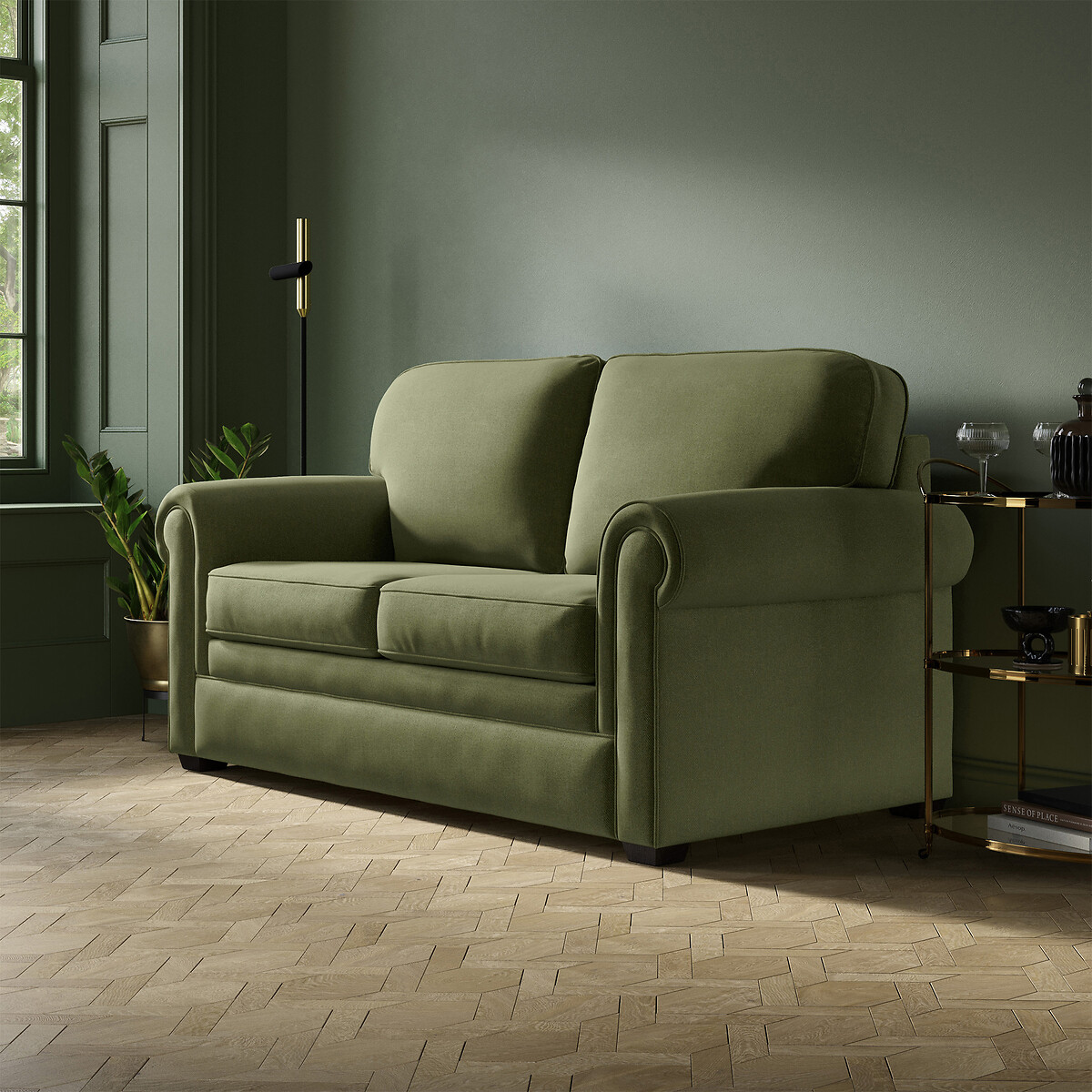 Jay-Be® Heritage Cosy Chenille 2 Seater Sofa Bed with Pocket Mattress hunter green, JAY-BE