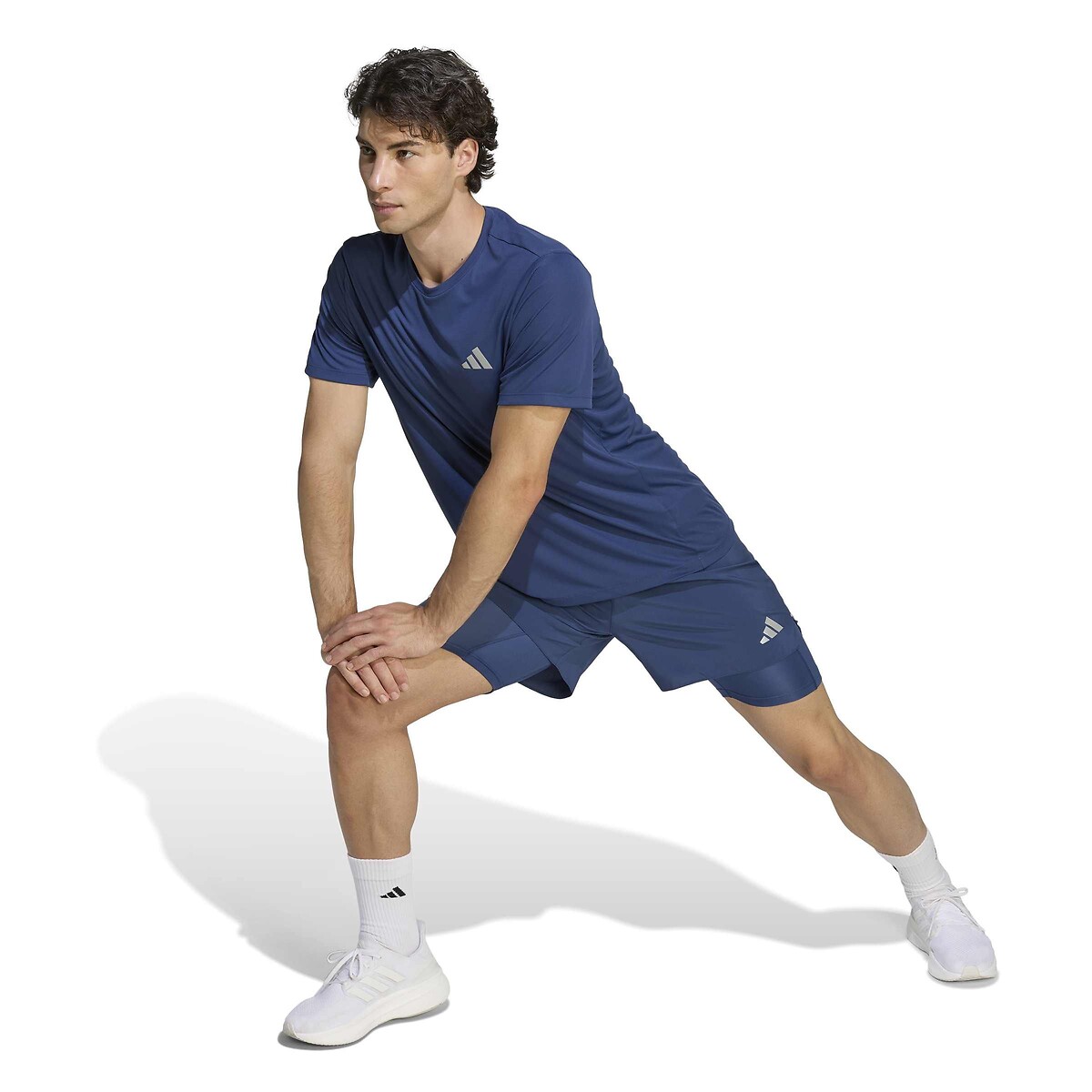 Short de running 2 en 1 bleu indigo, adidas Performance