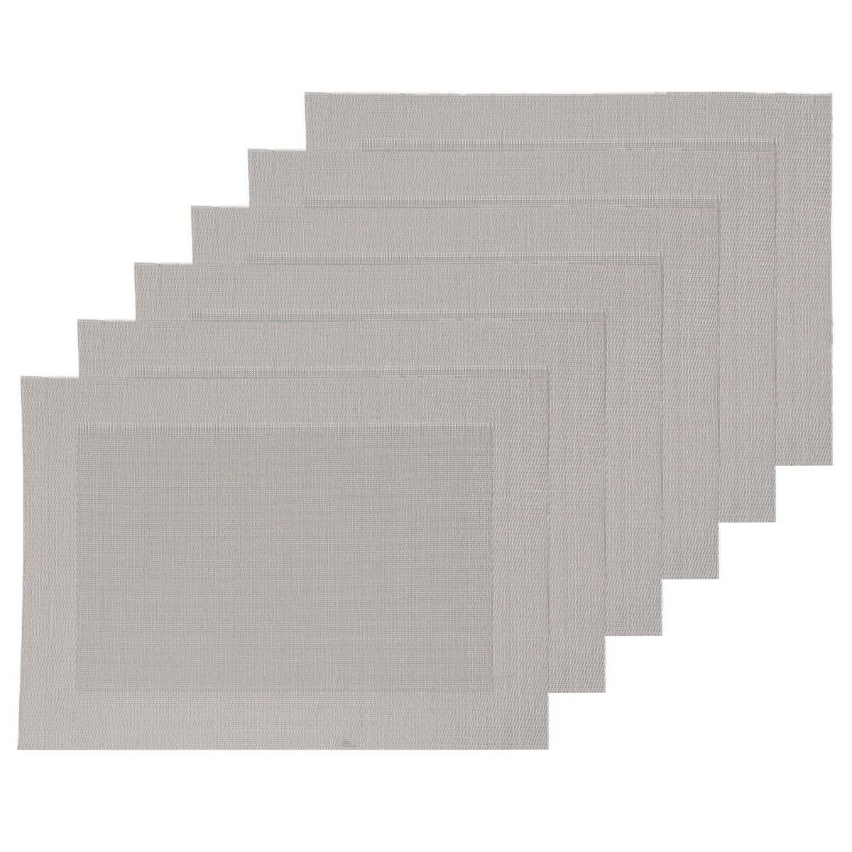 Lot de 6 sets de table rectangulaires en texaline GRANITA gris clair, TOILINUX