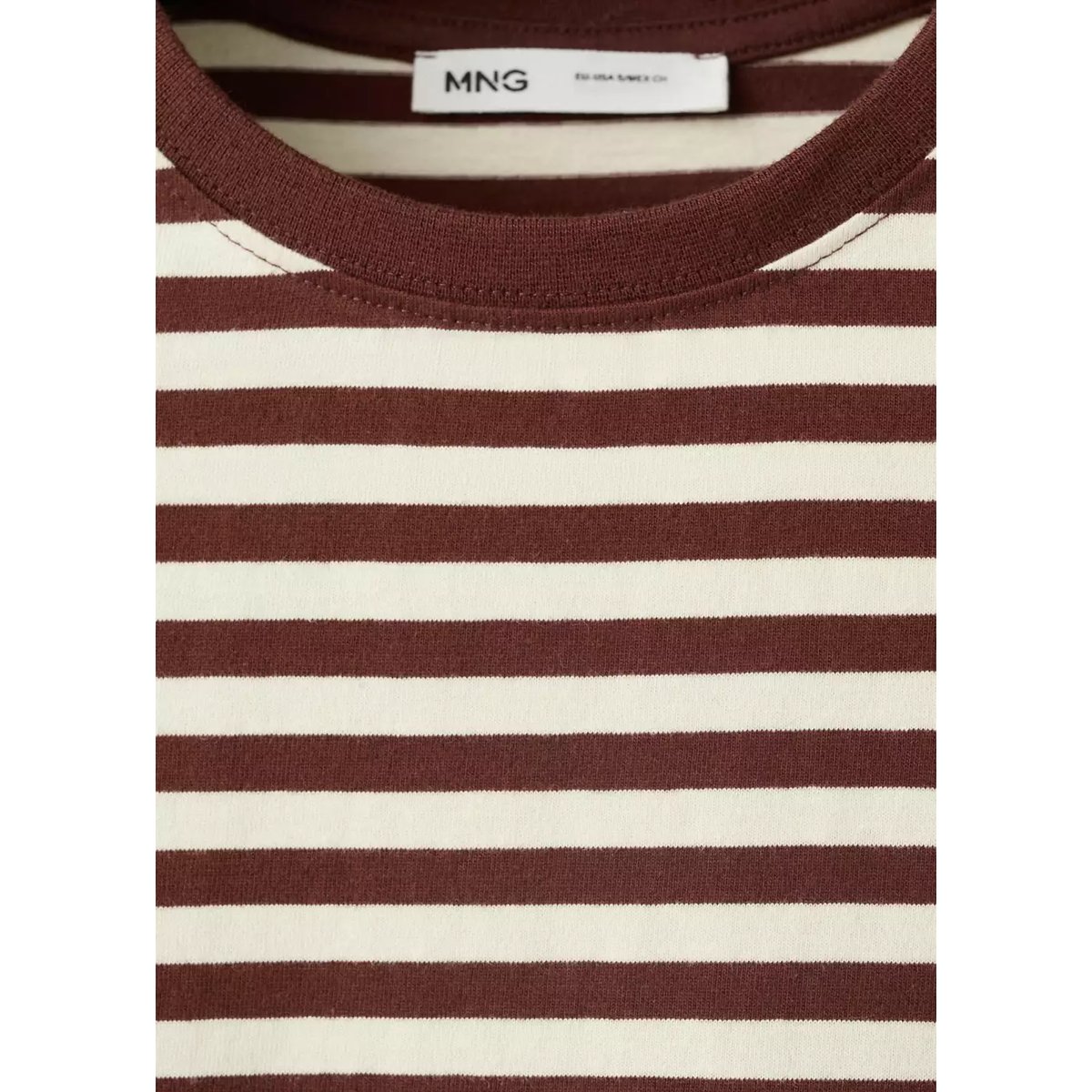 T-shirt coton à rayures marron, MANGO