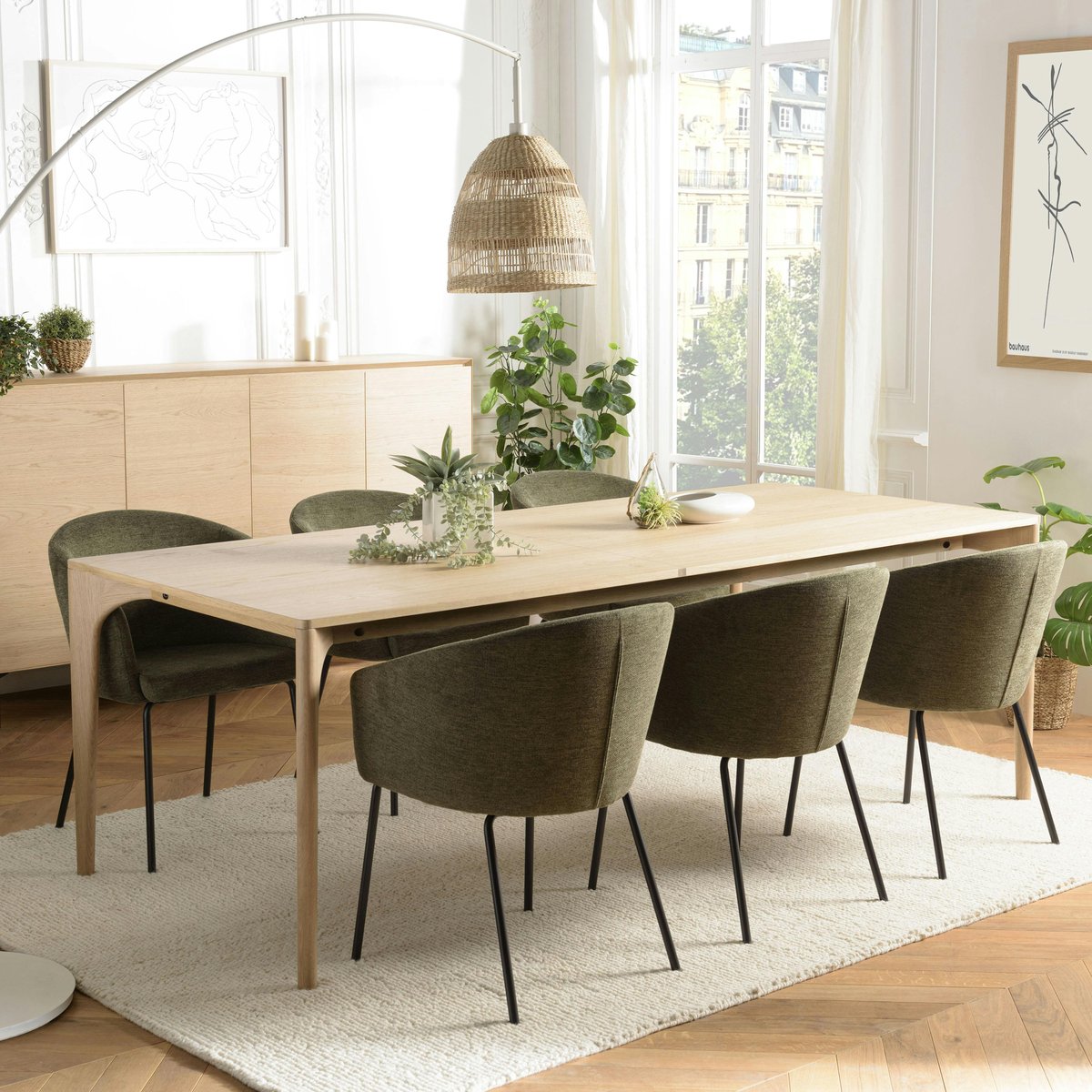 Table à manger extensible 240/292 cm chêne clair PANAMA bois naturel, PIER IMPORT