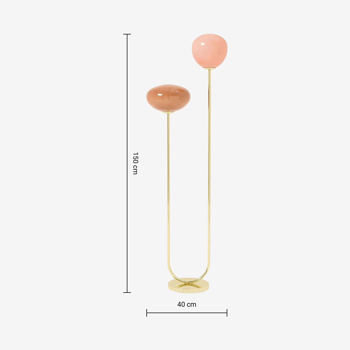 MADE.COM Adrianne 2-Light Glass Dome Floor Lamp pink, MADE