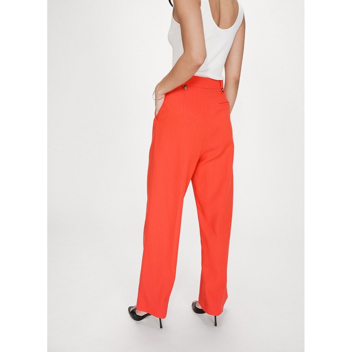 PIERRE wijde netjes afgewerkte getailleerde broek rood oranje, GRACE & MILA