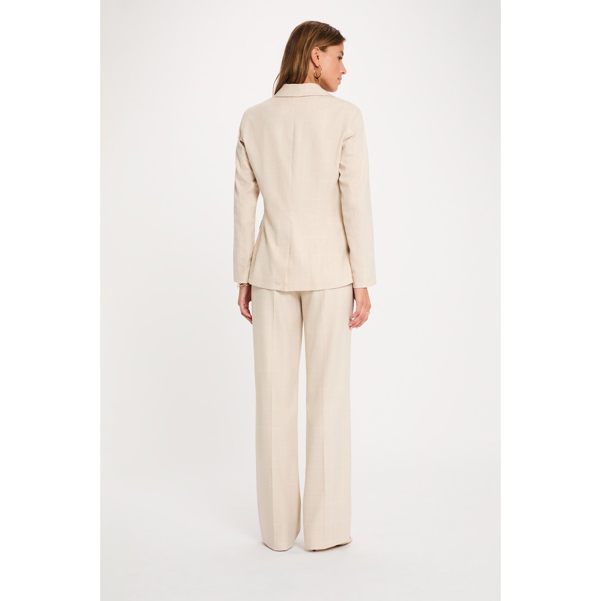 Pantalon droit taille haute beige, MORGAN