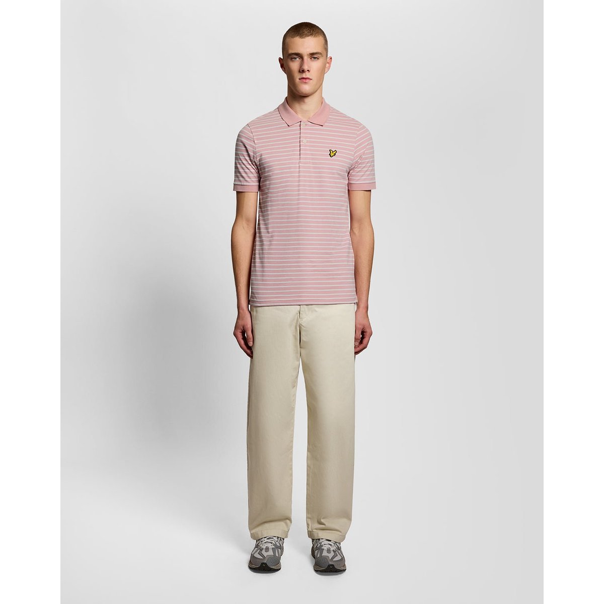 Polo en piqué Breton rose pamplemousse/ blanc, LYLE & SCOTT