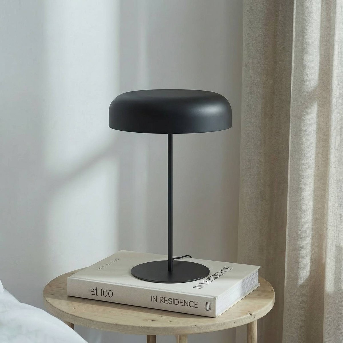 Lampe à poser en métal moderne, Edion noir sable, LINDBY