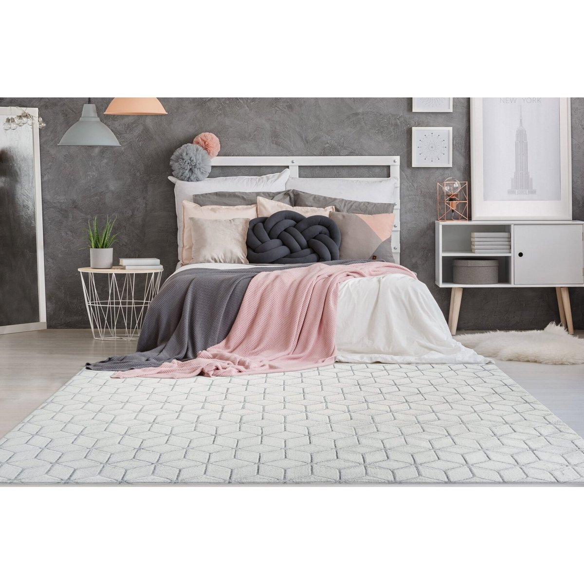 Tapis rectangulaire, VIVICA blanc, anthracite, ARTE ESPINA