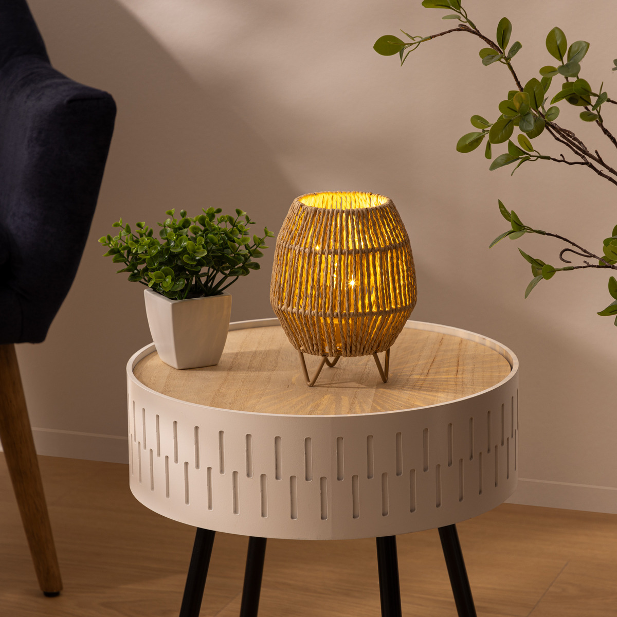 Lampe LED papier naturel ODA blanc, ATMOSPHERA
