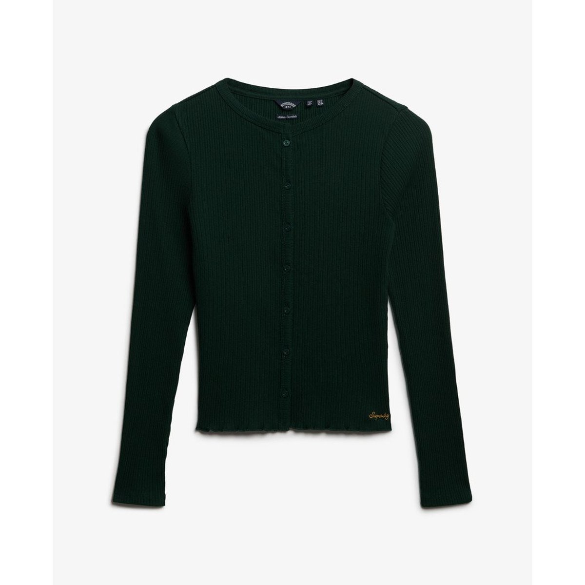 Cardigan Côtelé Athletic Essentials vert émail, SUPERDRY