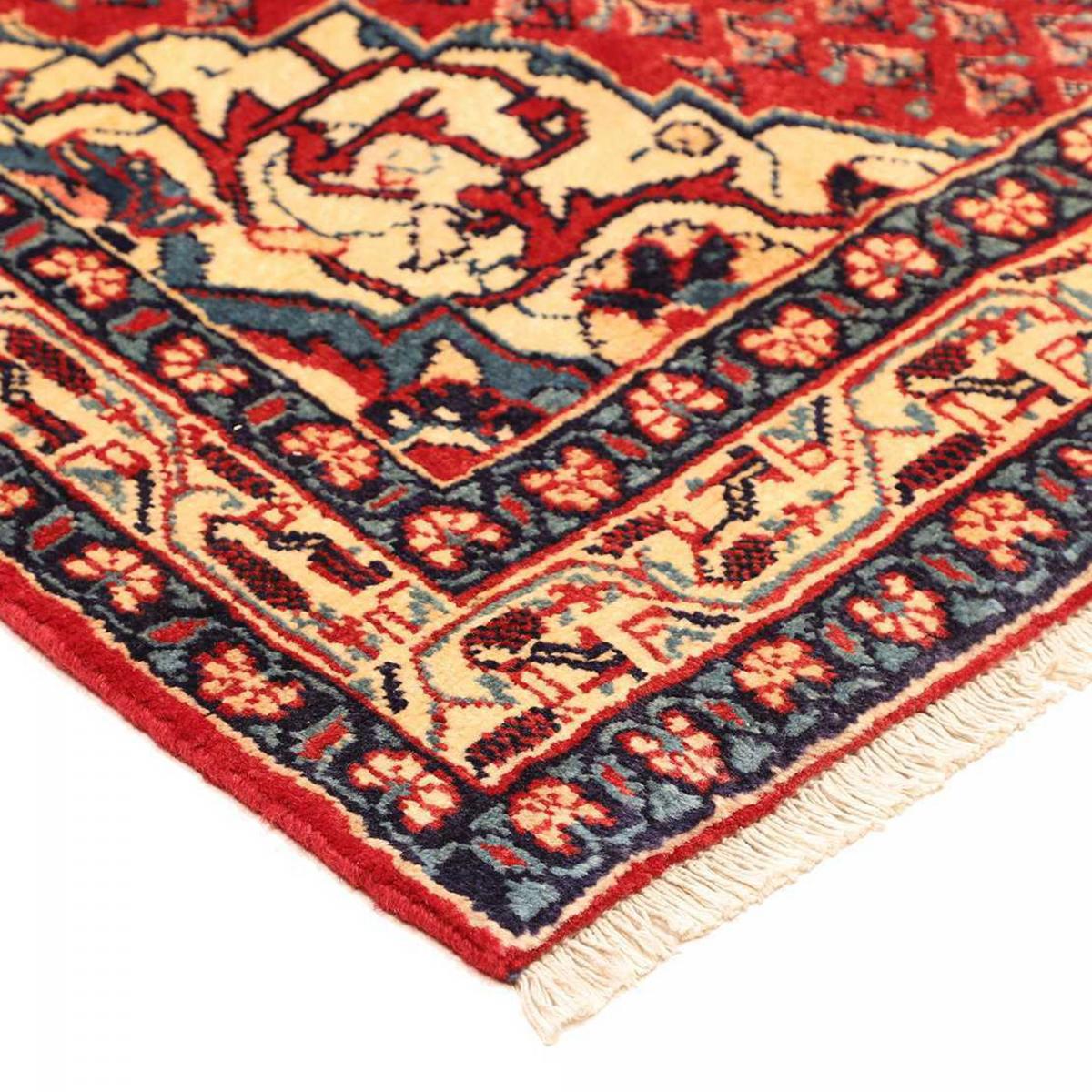 Tapis d'orient au motif oriental, noué main en laine, HAMADAN 6 rouge, bleu, crème, UN AMOUR DE TAPIS