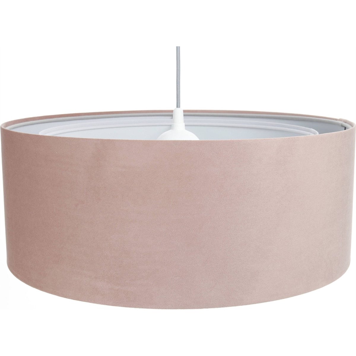 Suspension en velours forme ronde Jasmin bebe rose poudré et gris clair, BPS KONCEPT