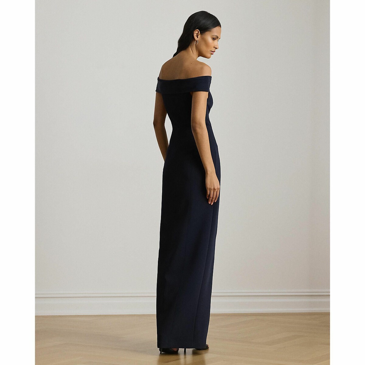 Robe de soirée longue, épaules dégagées marine, LAUREN RALPH LAUREN