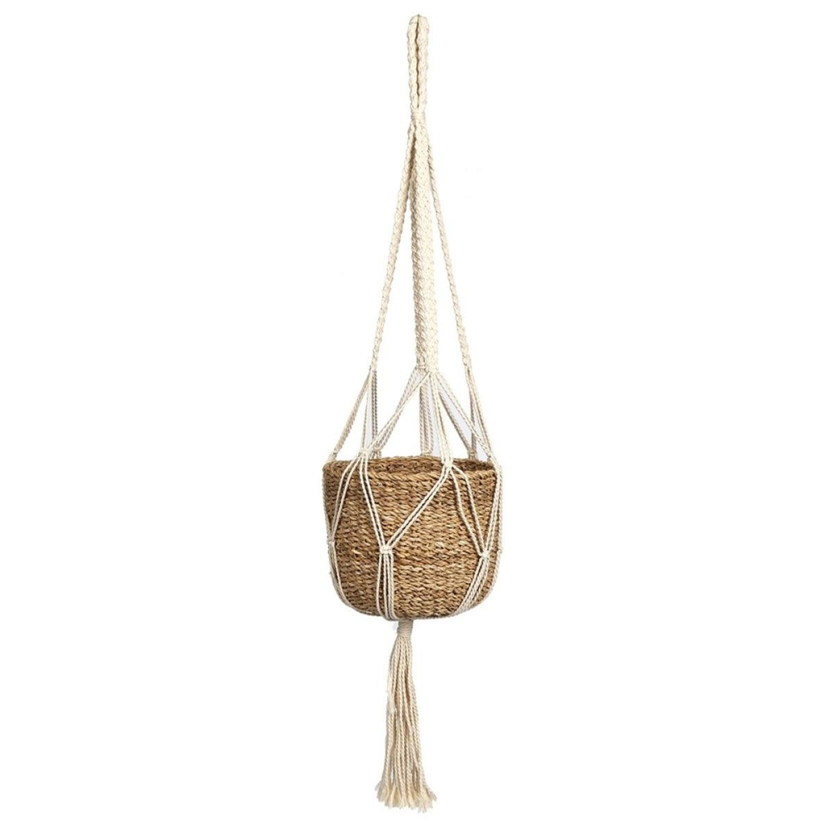 Suspension Macramé Porte Plantes En Algue Marine 120 beige, DECORATIE