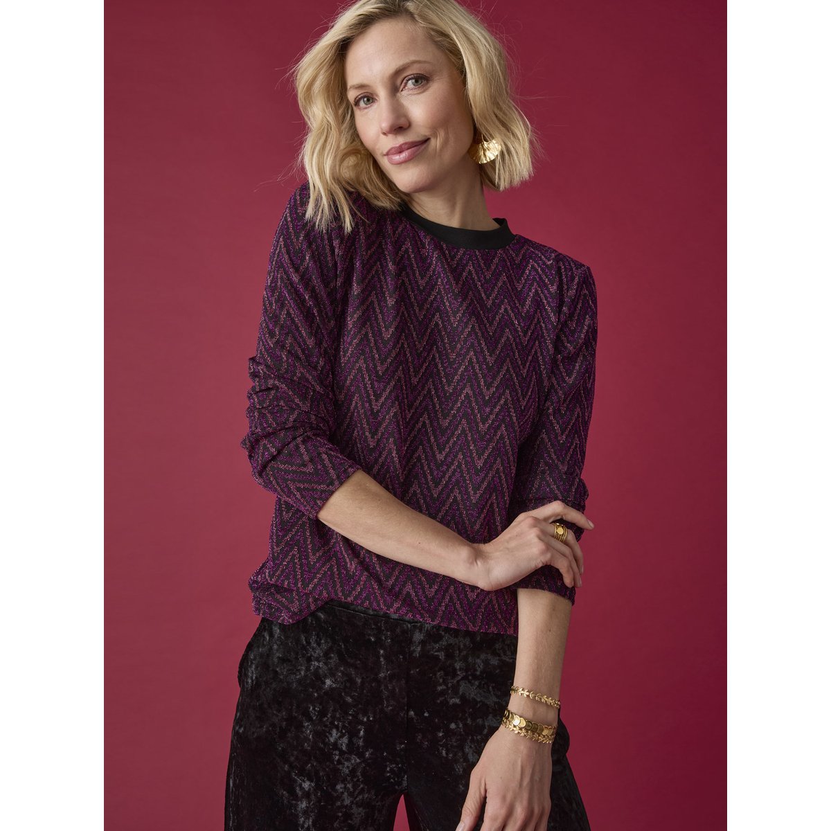 Tee-shirt manches longues femme imprimé rose, DAXON