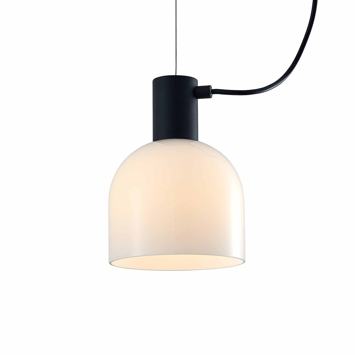 Suspension en verre moderne, Serina blanc, noir, LUCANDE