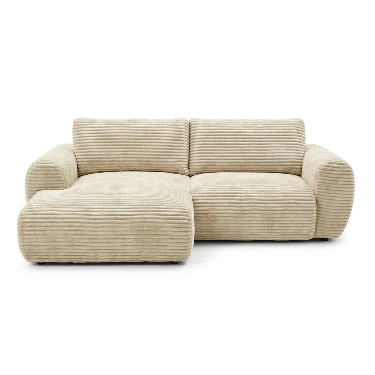 Canapé d'angle convertible 2,5 places en gros côtelé doux, LUCIEN beige, BOBOCHIC