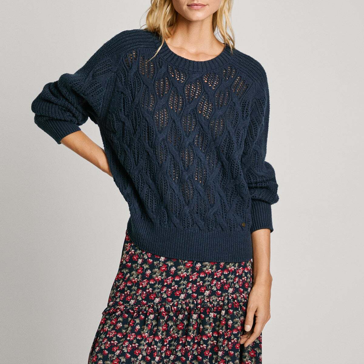 Pull En Maille Torsadée bleu dulwich, PEPE JEANS