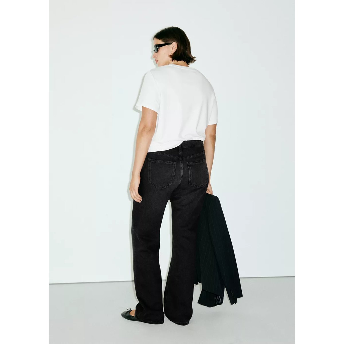 Jean Matilda droit taille haute black denim, MANGO