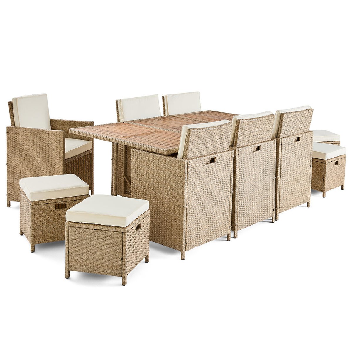Salon de jardin encastrable 10 places, CUBA beige, BEST MOBILIER