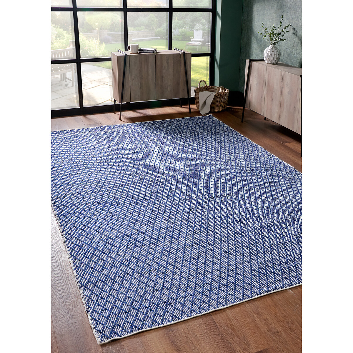 Ikat Design Indoor/Outdoor Rug denim blue/white, SO'HOME