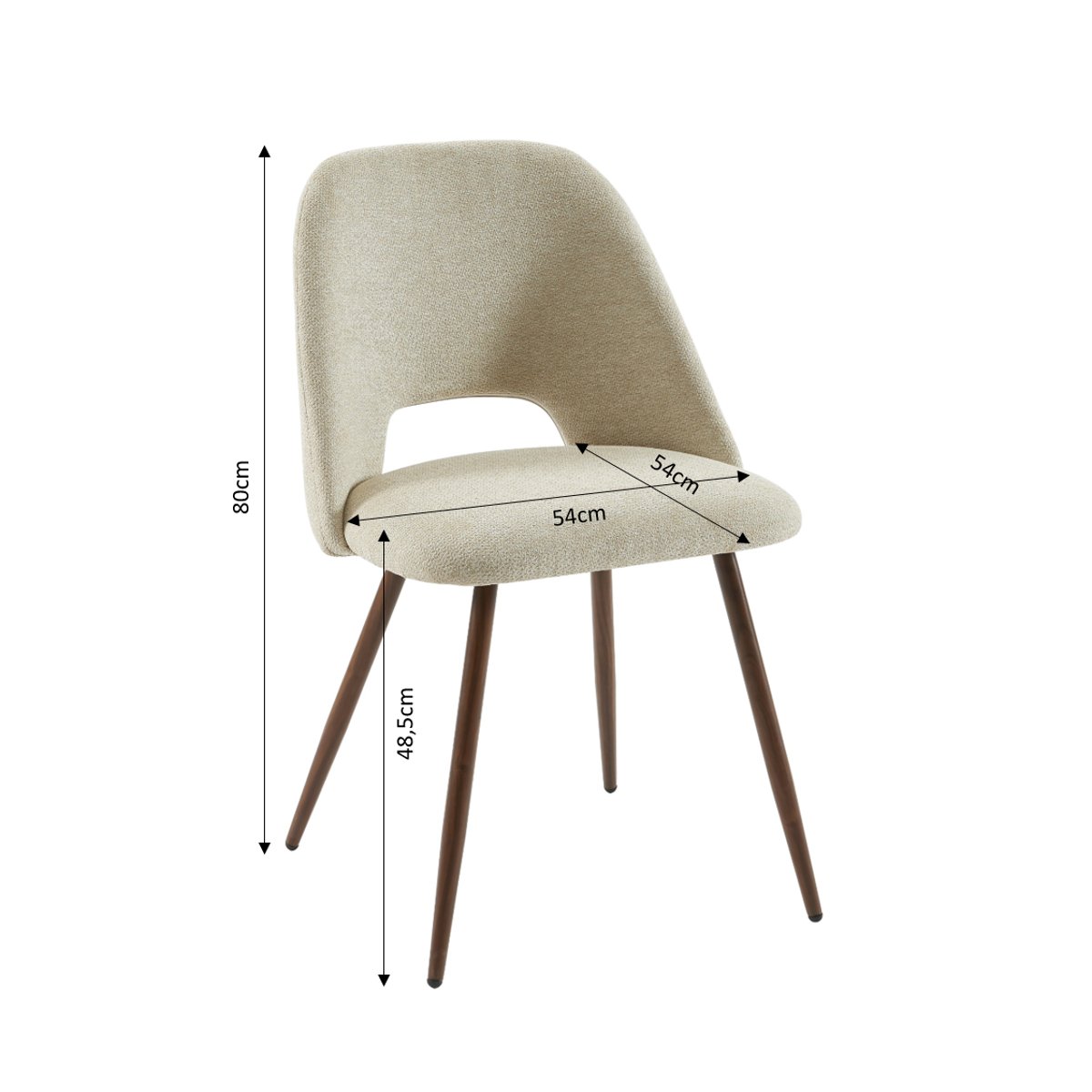 Chaises tissu pieds (lot de 2)  ELISABETH beige, BAÏTA