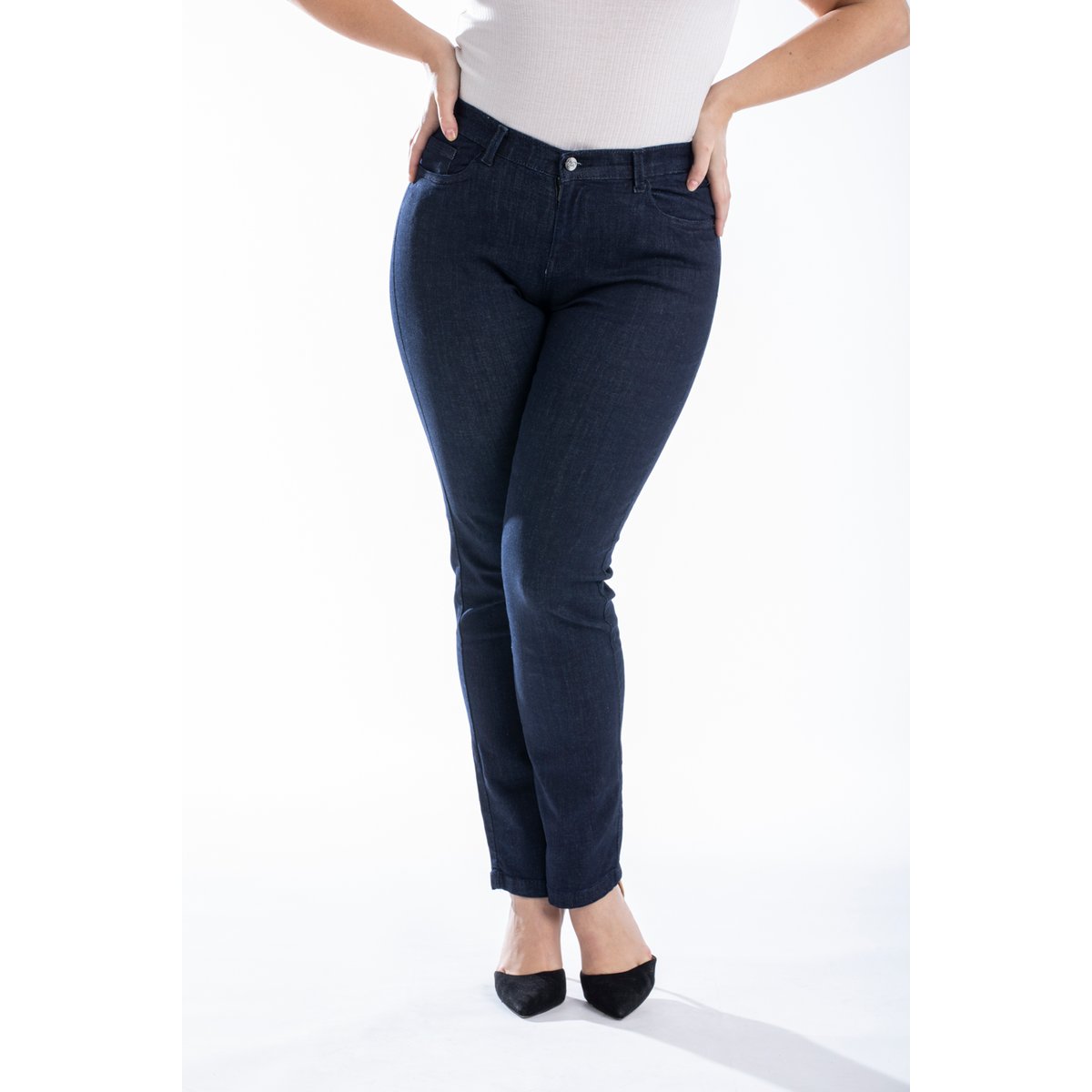 Jeans regular taille haute dos élastiqué OBR7 bleu, OBER