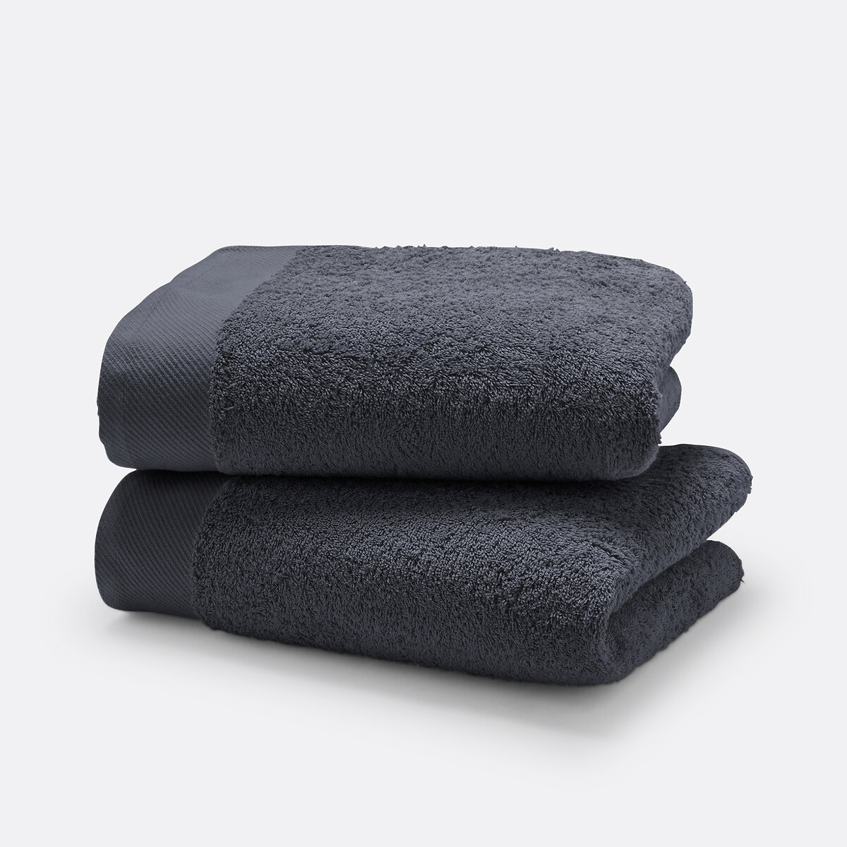 Lot 2 serviettes éponge 500 g/m2, Scenario gris foncé, LA REDOUTE INTERIEURS