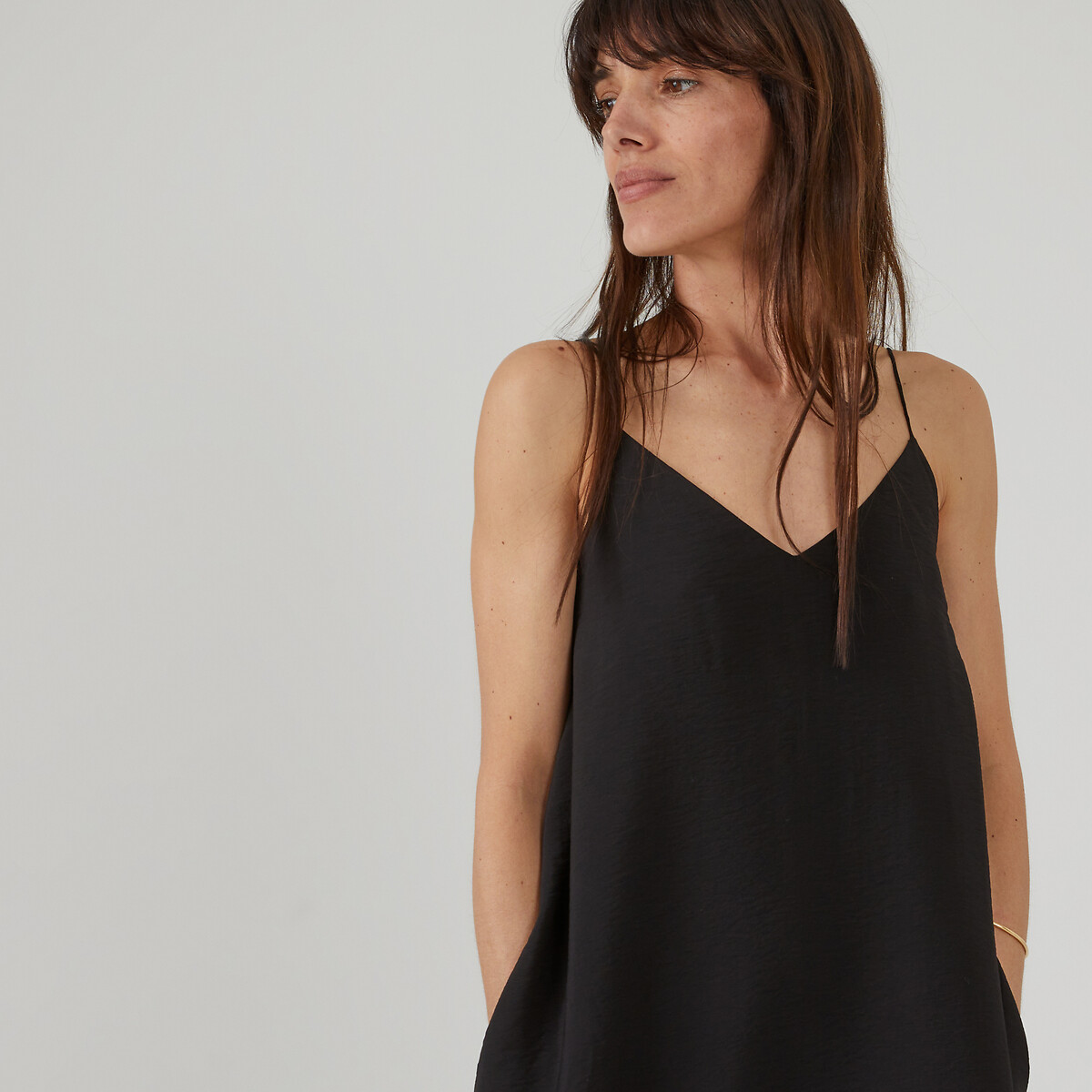 Robe longue, à fines bretelles noir, LA REDOUTE COLLECTIONS