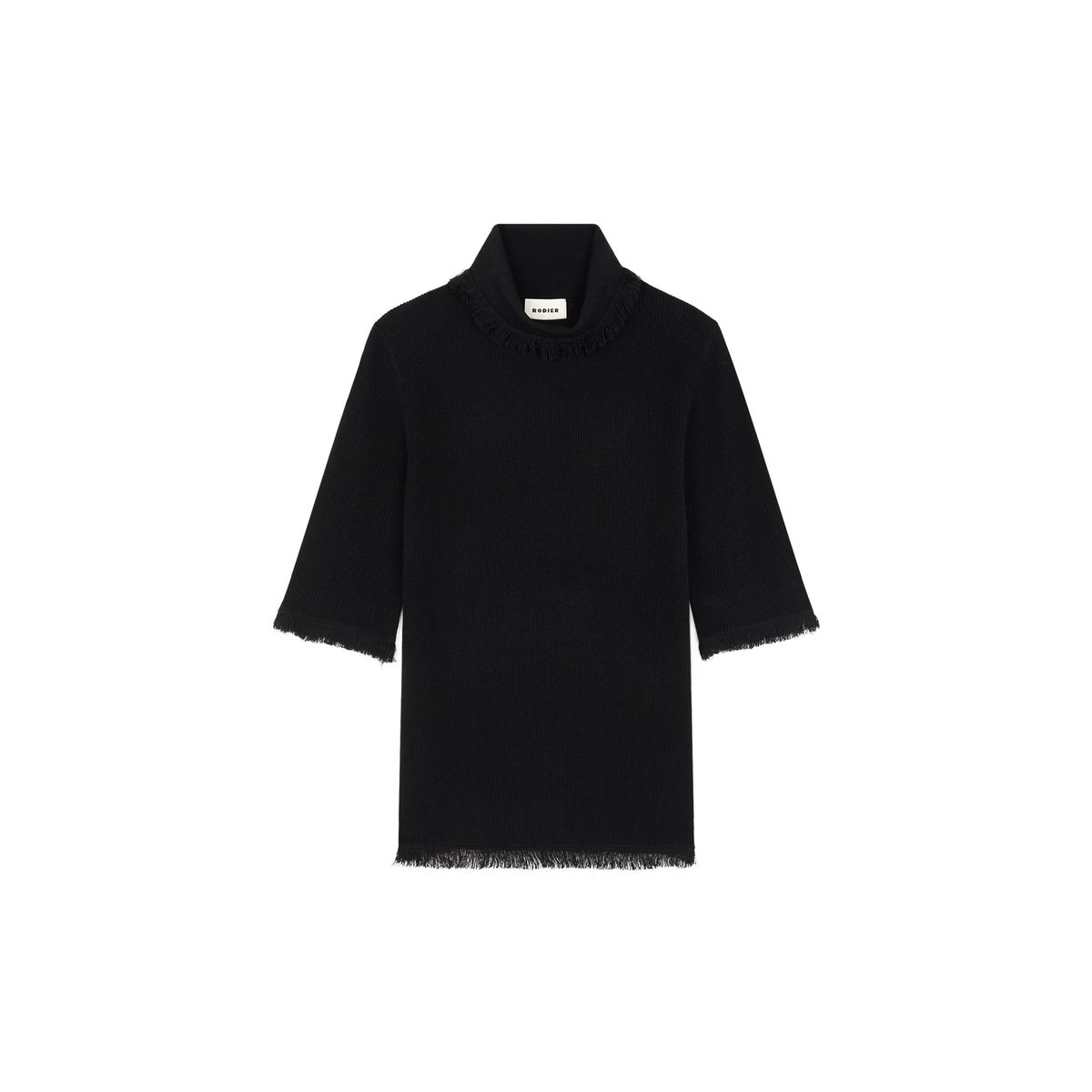 Pull manches courtes col roulé noir, RODIER