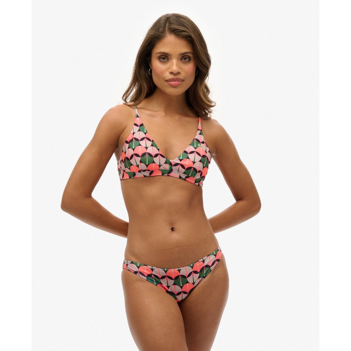 Bas de bikini classique imprimé orange géométrique, SUPERDRY