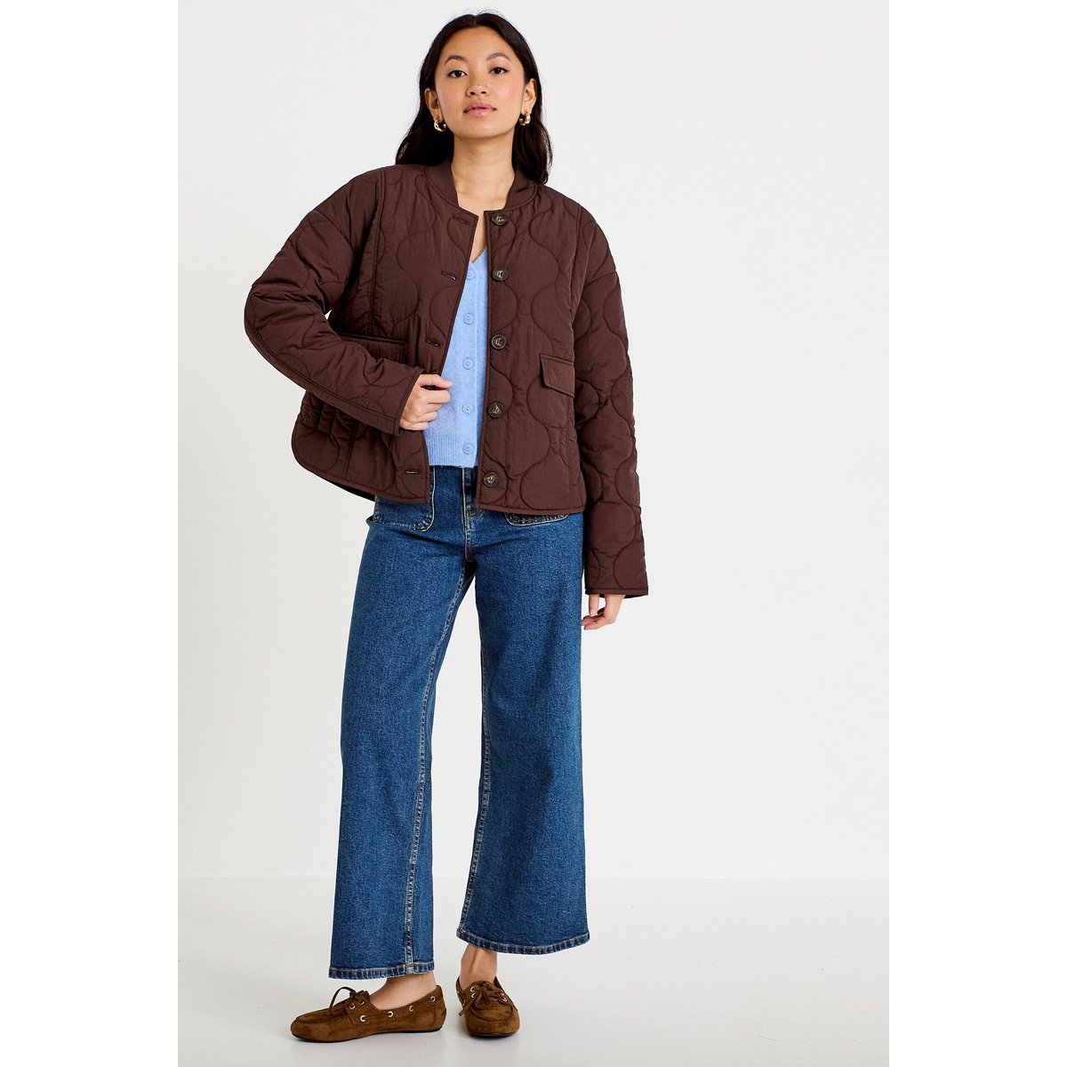 Veste ample manches longues marron foncé, CACHE CACHE
