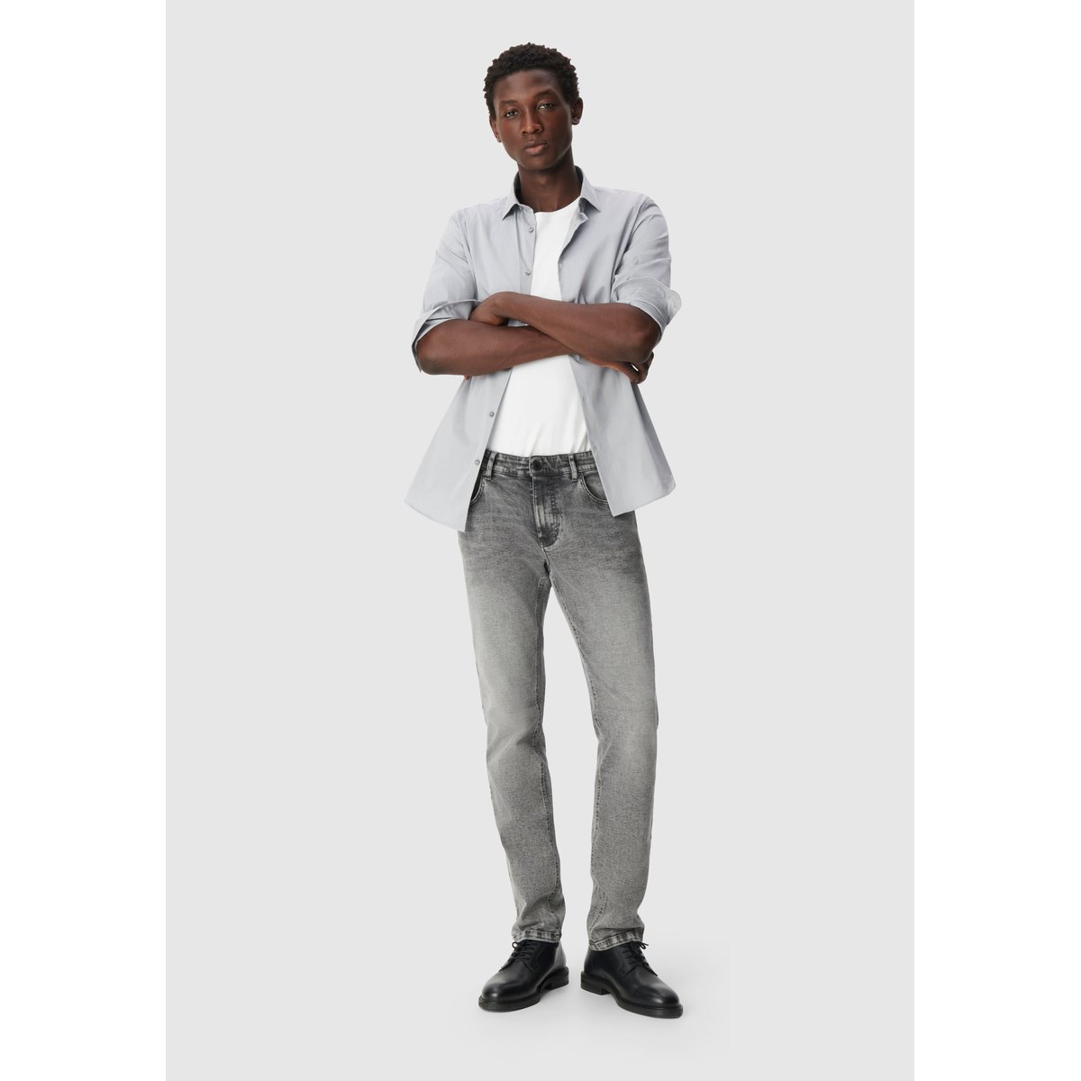 Chemise slim motif fines rayures gris foncé, IKKS