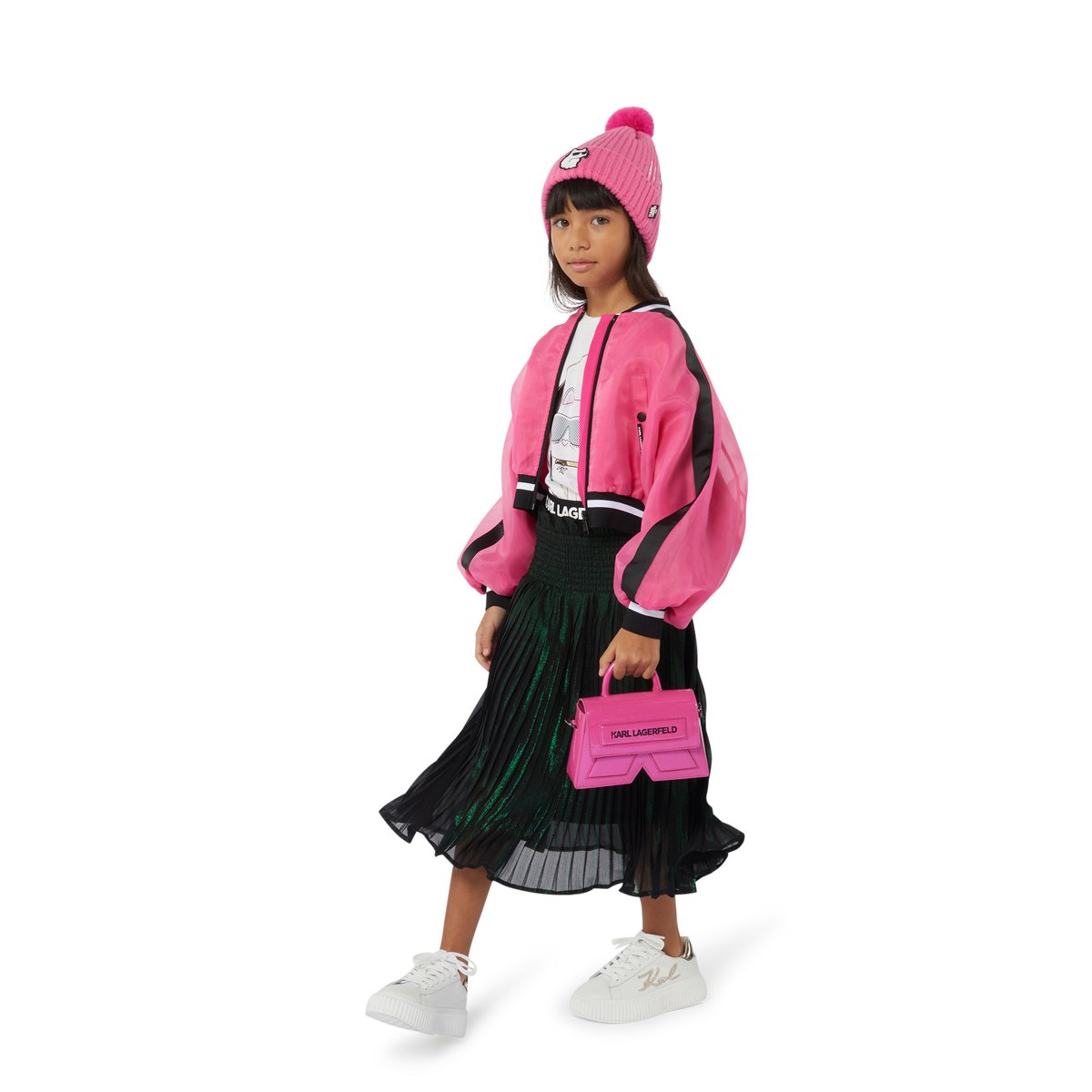 Jupe midi plissée irisée rain forest, KARL LAGERFELD KIDS