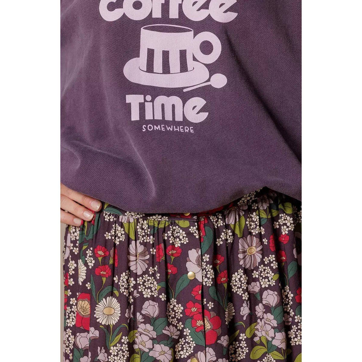 Sweat de gola redonda com mensagem, NIYA malva mesclado, APACHES COLLECTIONS