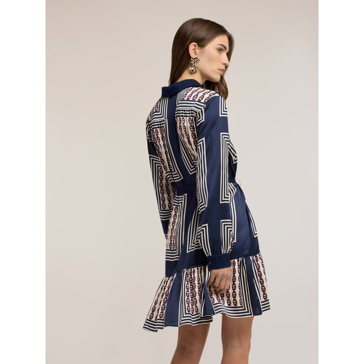 Robe chemisier imprimée bleu, MOTIVI