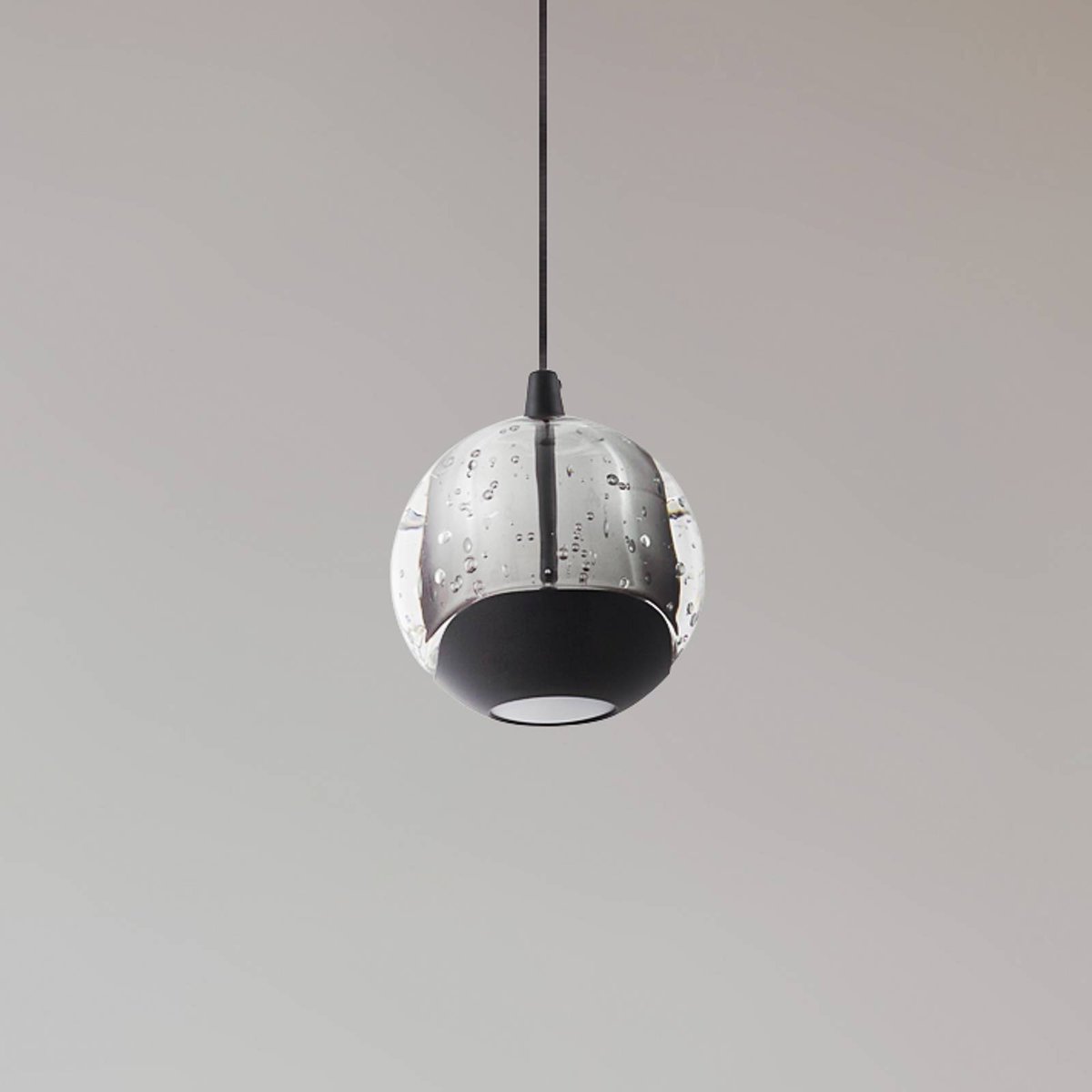 Suspension en verre moderneLED, Hayley clair, noir, LUCANDE