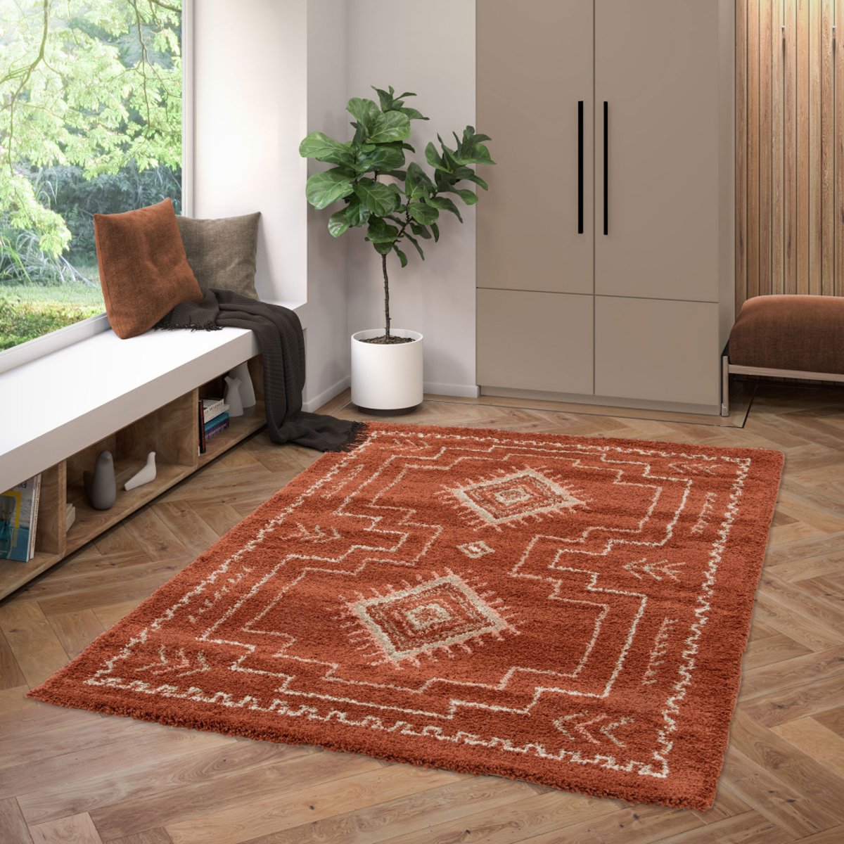 Tapis d’inspiration berbère- OLIE II rouille, DRAWER