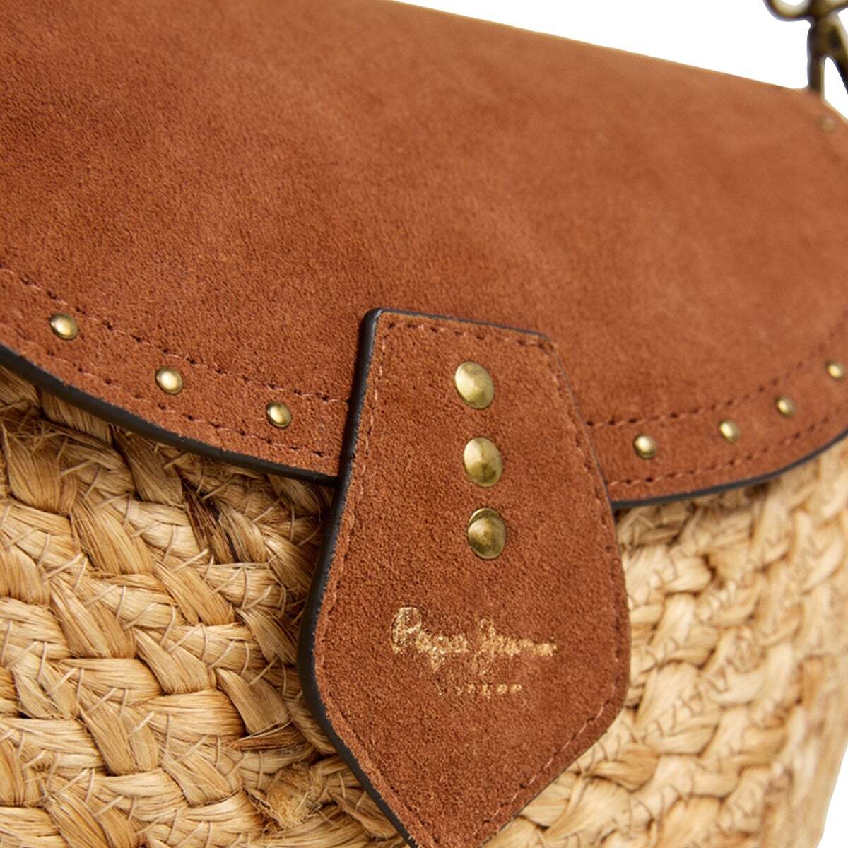 Sac Bandoulière En Jute Avec Rabat brun teinté, PEPE JEANS