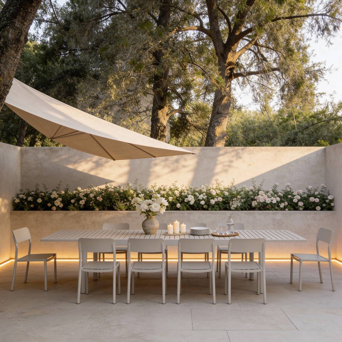 Table de jardin en aluminium KAÏA marron, MADE IN MEUBLES