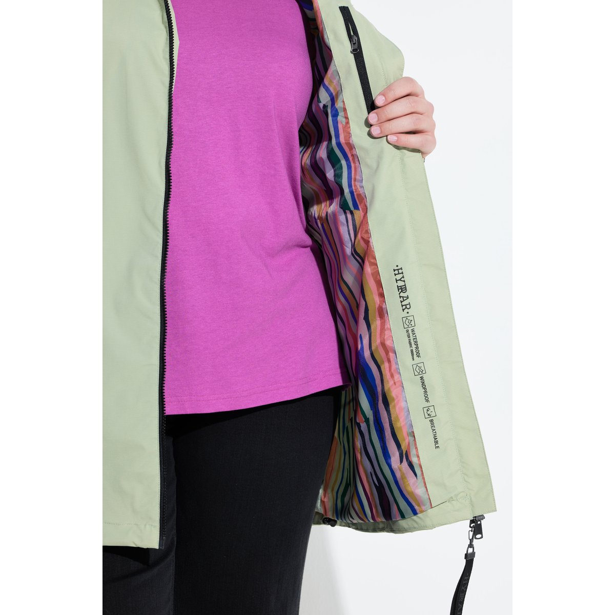 Veste technique HYPRAR à capuche sauge clair, ULLA POPKEN